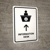 Information Desk With Up Arrow White Portrait - Wall Sign