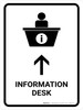 Information Desk With Up Arrow White Portrait - Wall Sign