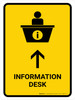 Information Desk With Up Arrow Yellow Portrait - Wall Sign