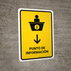 Information Desk With Down Arrow Yellow Spanish Portrait - Wall Sign Information Desk With Down Arrow Yellow Spanish Portrait - Wall Sign