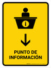 Information Desk With Down Arrow Yellow Spanish Portrait - Wall Sign Information Desk With Down Arrow Yellow Spanish Portrait - Wall Sign
