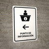 Information Desk With Left Arrow White Spanish Portrait - Wall Sign Information Desk With Left Arrow White Spanish Portrait - Wall Sign