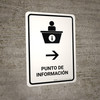 Information Desk With Right Arrow White Spanish Portrait - Wall Sign