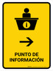 Information Desk With Right Arrow Yellow Spanish Portrait - Wall Sign