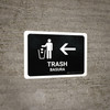 Trash With Left Arrow Black Bilingual Spanish Landscape - Wall Sign