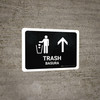 Trash With Up Arrow Black Bilingual Landscape - Wall Sign