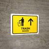 Trash With Up Arrow Yellow Bilingual Spanish Landscape - Wall Sign