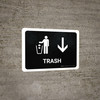 Trash With Down Arrow Black Landscape - Wall Sign