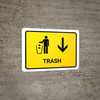 Trash With Down Arrow Yellow Landscape - Wall Sign Trash With Down Arrow Yellow Landscape - Wall Sign