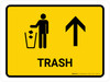 Trash With Up Arrow Yellow Landscape - Wall Sign