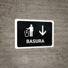 Trash With Down Arrow Black Spanish Landscape - Wall Sign