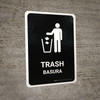 Trash Black Bilingual Spanish Portrait - Wall Sign