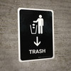 Trash With Down Arrow Black Portrait - Wall Sign