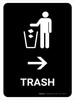Trash With Right Arrow Black Portrait - Wall Sign