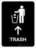 Trash With Up Arrow Black Portrait - Wall Sign