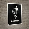 Trash With Up Arrow Black Spanish Portrait - Wall Sign Trash With Up Arrow Black Spanish Portrait - Wall Sign