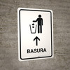 Trash With Up Arrow White Spanish Portrait - Wall Sign