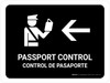 Passport Control With Left Arrow Black Bilingual Spanish Landscape - Wall Sign