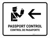 Passport Control With Left Arrow White Bilingual Spanish Landscape - Wall Sign