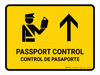 Passport Control With Up Arrow Yellow Bilingual Spanish Landscape - Wall Sign