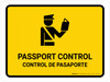 Passport Control Yellow Bilingual Spanish Landscape - Wall Sign