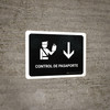 Passport Control With Down Arrow Black Spanish Landscape - Wall Sign