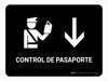 Passport Control With Down Arrow Black Spanish Landscape - Wall Sign