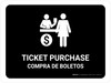Ticket Purchase Black Bilingual Spanish Landscape - Wall Sign