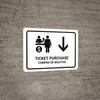 Ticket Purchase With Down Arrow White Bilingual Spanish Landscape - Wall Sign Ticket Purchase With Down Arrow White Bilingual Spanish Landscape - Wall Sign