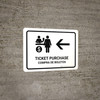 Ticket Purchase With Left Arrow White Bilingual Spanish Landscape - Wall Sign
