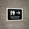 Ticket Purchase With Right Arrow Black Bilingual Spanish Landscape - Wall Sign Ticket Purchase With Right Arrow Black Bilingual Spanish Landscape - Wall Sign