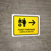 Ticket Purchase With Right Arrow Yellow Bilingual Spanish Landscape - Wall Sign Ticket Purchase With Right Arrow Yellow Bilingual Spanish Landscape - Wall Sign