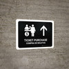 Ticket Purchase With Up Arrow Black Bilingual Spanish Landscape - Wall Sign