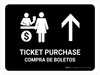 Ticket Purchase With Up Arrow Black Bilingual Spanish Landscape - Wall Sign