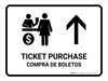 Ticket Purchase With Up Arrow White Bilingual Spanish Landscape - Wall Sign