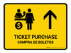 Ticket Purchase With Up Arrow Yellow Bilingual Landscape - Wall Sign