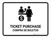 Ticket Purchase White Bilingual Spanish Landscape - Wall Sign