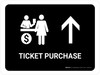 Ticket Purchase With Up Arrow Black Landscape - Wall Sign