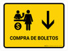Ticket Purchase With Down Arrow Yellow Spanish Landscape - Wall Sign Ticket Purchase With Down Arrow Yellow Spanish Landscape - Wall Sign