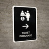 Ticket Purchase With Right Arrow Black Portrait - Wall Sign