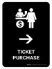 Ticket Purchase With Right Arrow Black Portrait - Wall Sign