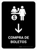 Ticket Purchase With Down Arrow Black Spanish Portrait - Wall Sign