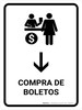 Ticket Purchase With Down Arrow White Spanish Portrait - Wall Sign