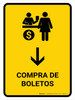 Ticket Purchase With Down Arrow Yellow Spanish Portrait - Wall Sign