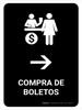 Ticket Purchase With Right Arrow Black Spanish Portrait - Wall Sign Ticket Purchase With Right Arrow Black Spanish Portrait - Wall Sign