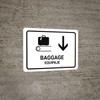 Baggage With Down Arrow White Bilingual Spanish Landscape - Wall Sign
