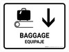 Baggage With Down Arrow White Bilingual Spanish Landscape - Wall Sign