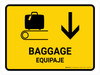 Baggage With Down Arrow Yellow Bilingual Spanish Landscape - Wall Sign