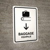 Baggage With Down Arrow White Bilingual Spanish Portrait - Wall Sign