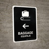 Baggage With Left Arrow Black Bilingual Spanish Portrait - Wall Sign